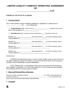 Alabama LLC Operating Agreement Template alabama-llc-operating-agreement-template