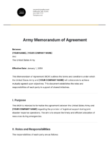 Army Memorandum of Agreement Template army-memorandum-of-agreement-template