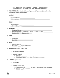 California Standard Residential Lease Agreement Template california-standard-residential-lease-agreement-template