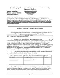 Deposit Account Control Agreement Template deposit-account-control-agreement-template
