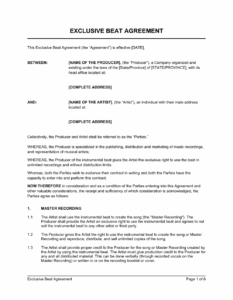Exclusive Beat License Agreement Template exclusive-beat-license-agreement-template