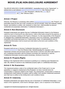 Film Non Disclosure Agreement Template film-non-disclosure-agreement-template