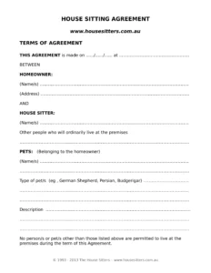 Long Term House Sitting Agreement Template long-term-house-sitting-agreement-template