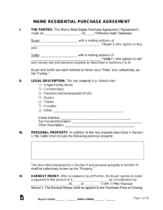 Maine Purchase And Sale Agreement Template maine-purchase-and-sale-agreement-template
