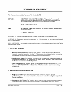 Non Profit Volunteer Agreement Template non-profit-volunteer-agreement-template