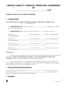north-carolina-llc-operating-agreement-template