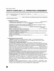 South Carolina Operating Agreement Template south-carolina-operating-agreement-template