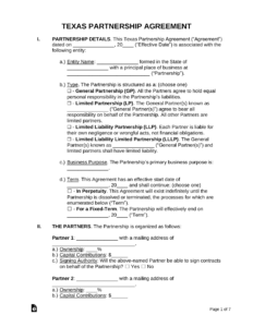 Texas Limited Partnership Agreement Template texas-limited-partnership-agreement-template
